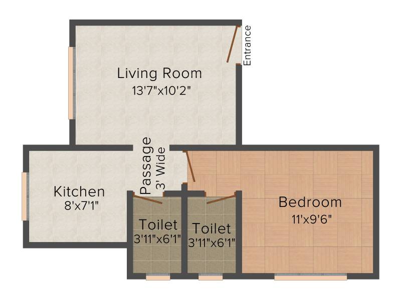 Makwana Krishna Palace (1BHK+2T (390 sq ft) 390 sq ft)
