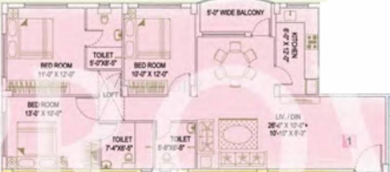 Ganges Baalajee Ganges (3BHK+3T (1,421 sq ft) 1421 sq ft)