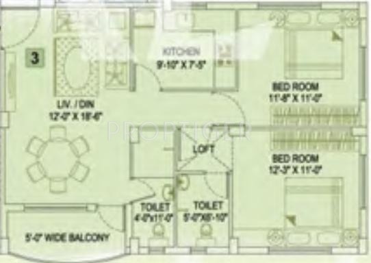 Ganges Baalajee Ganges (2BHK+2T (1,049 sq ft) 1049 sq ft)