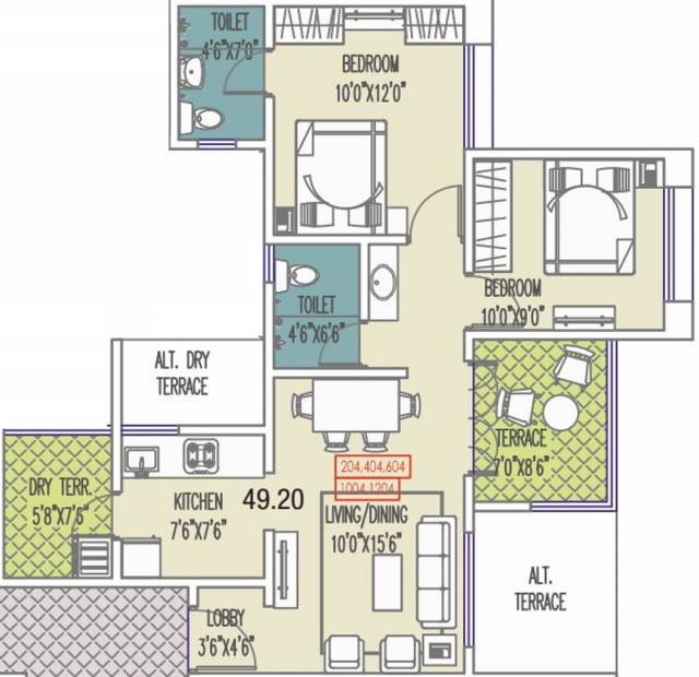 Mittal Sun Exotica Phase 1 (2BHK+2T (529.58 sq ft) 529.58 sq ft)