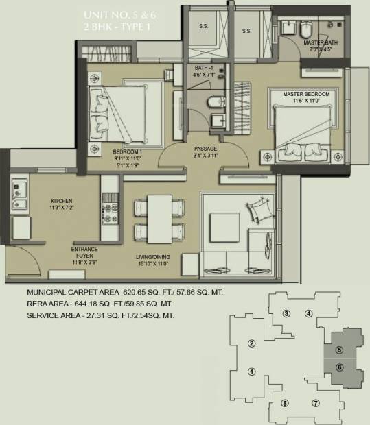 Ahuja Linkpark (2BHK+2T (644.22 sq ft) 644.22 sq ft)
