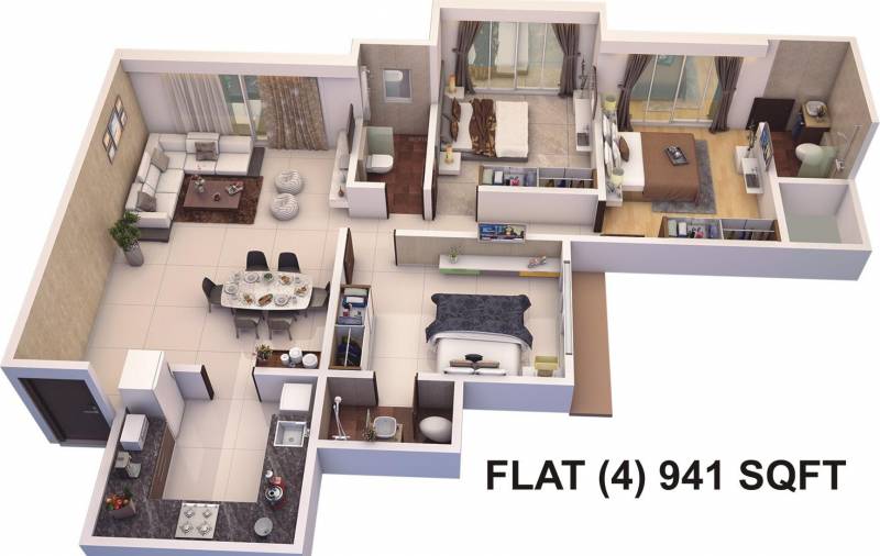 Reliance Tilak Nagar Nisarg Co Op Hsg Soc Ltd (3BHK+3T (941.30 sq ft) 941.3 sq ft)