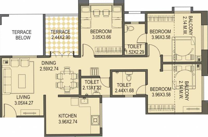 Altrack Aum Trimurti C Building (3BHK+3T (826.67 sq ft) 826.67 sq ft)