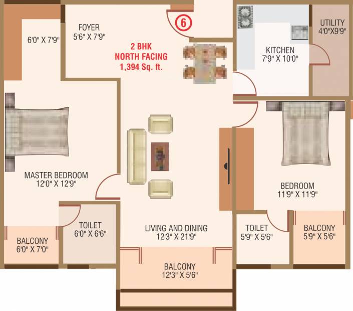 Marvel Felicity (2BHK+2T (1,394 sq ft) 1394 sq ft)