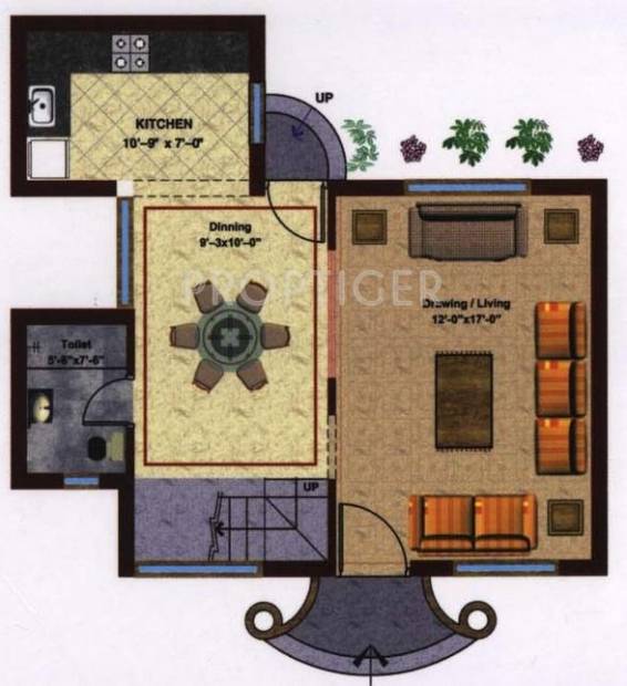Shreya Developwell Machaan Floor Plan (1BHK+1T)