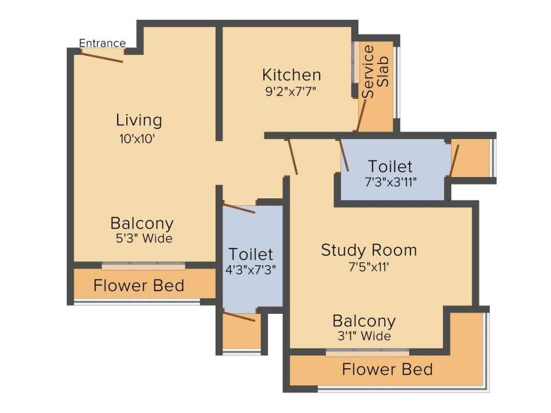 JVM Spaces Shubham 1BHK+1T (407.31 sq ft)
