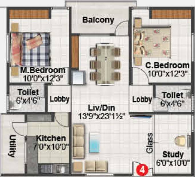  Balaji Ashirvaad Elite (2BHK+2T (1,140 sq ft) 1140 sq ft)