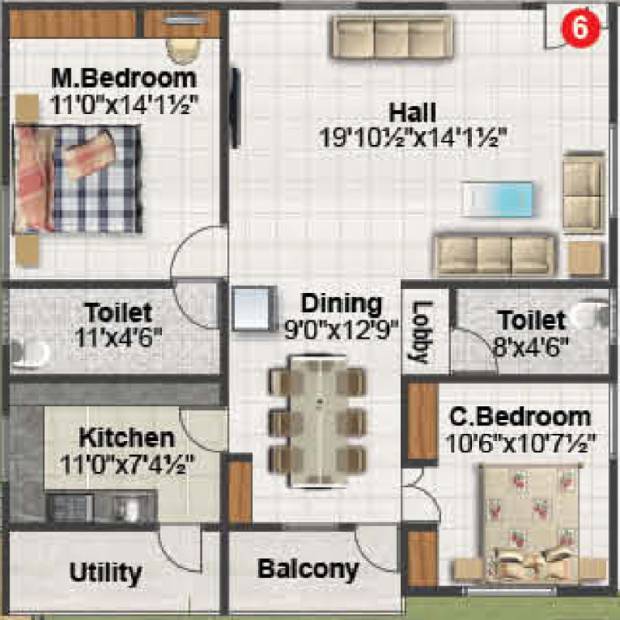 Balaji Ashirvaad Elite (2BHK+2T (1,260 sq ft) 1260 sq ft)