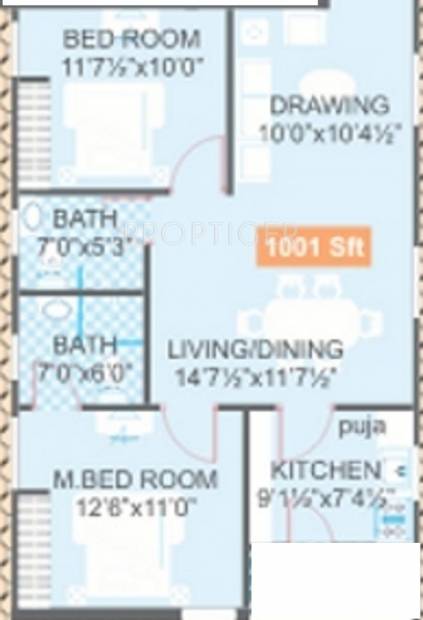 Legend Jagannath (2BHK+2T (1,001 sq ft) 1001 sq ft)