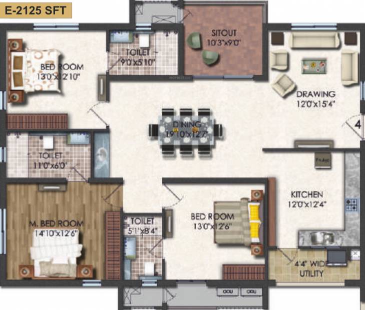 Jayabheri The Summit (3BHK+3T (2,125 sq ft) 2125 sq ft)