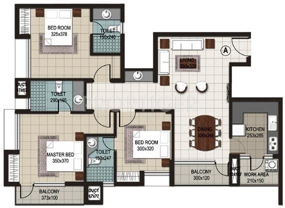 Sreerosh Silverstone (3BHK+3T (1,555 sq ft) 1555 sq ft)