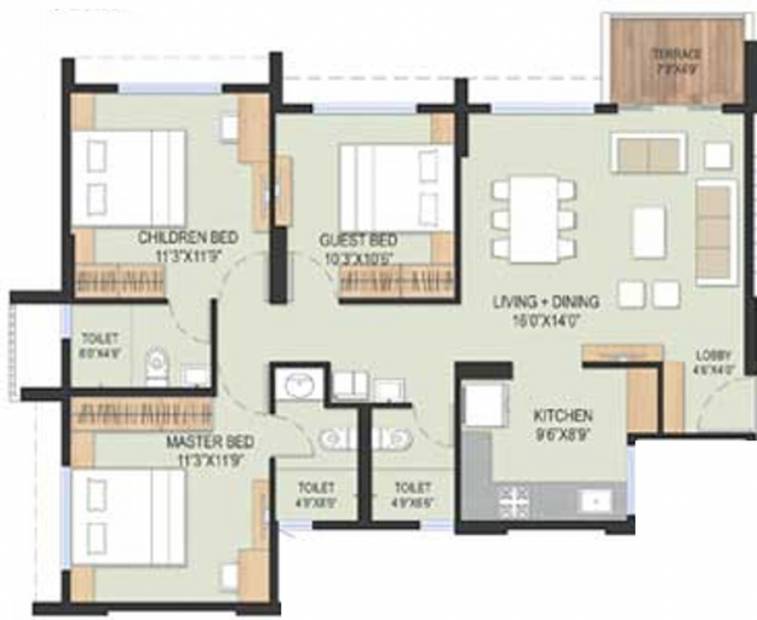 Samraat Nucleus Project 01 (3BHK+2T (828.71 sq ft) 828.71 sq ft)