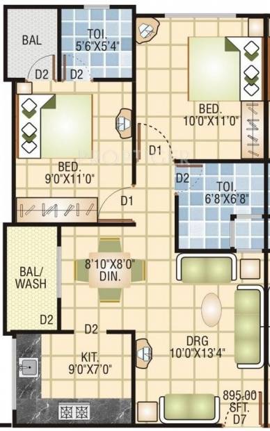 Sarthak Sarthak Vihar (2BHK+2T (895 sq ft) 895 sq ft)