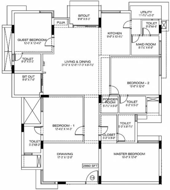 Manbhum Around the Grove (4BHK+5T (2,860 sq ft) + Servant Room 2860 sq ft)