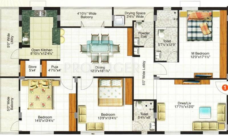 KPC Krishnaveni (3BHK+3T (2,320 sq ft)   Pooja Room 2320 sq ft)