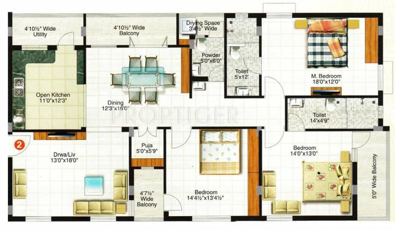 KPC Krishnaveni (3BHK+3T (2,338 sq ft)   Pooja Room 2338 sq ft)
