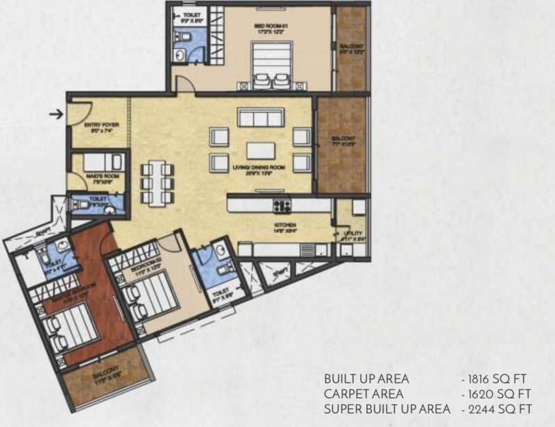 Bhandari Verve On The Curve (3BHK+3T (2,244 sq ft) + Servant Room 2244 sq ft)
