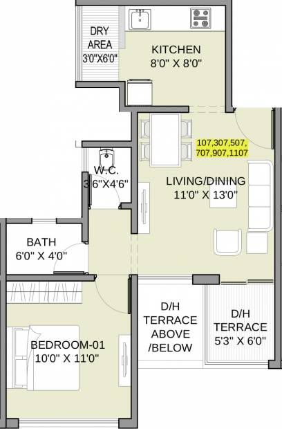 Gayatri Properties Twin Towers (1BHK+1T (400.96 sq ft) 400.96 sq ft)
