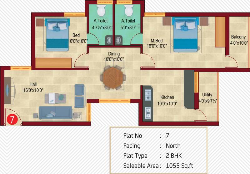 Sree Daksha Sanshray Phase II (2BHK+2T (1,055 sq ft) 1055 sq ft)