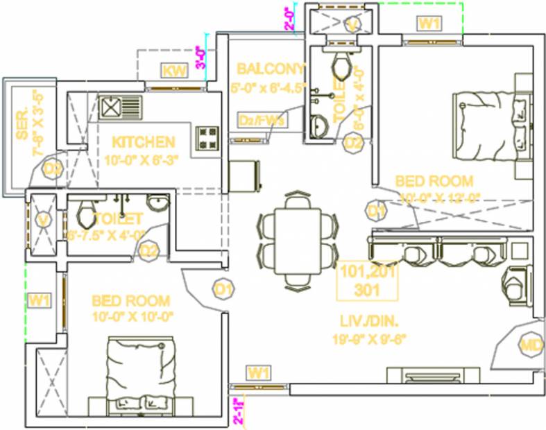 Arthvedastar Pranav Navarathna (2BHK+2T (1,020 sq ft) 1020 sq ft)