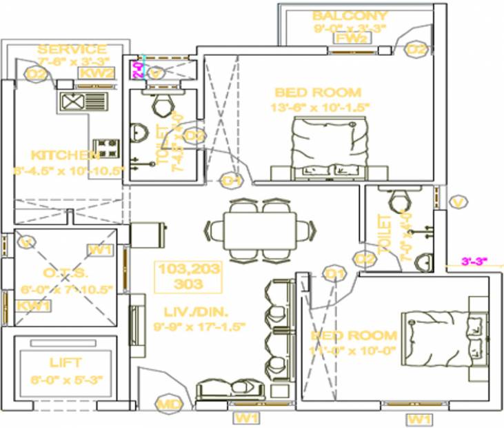 Arthvedastar Pranav Navarathna (2BHK+2T (967 sq ft) 967 sq ft)
