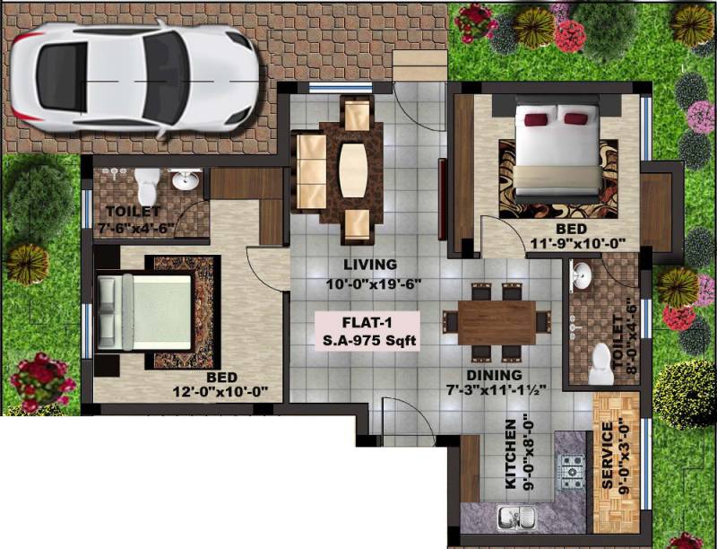 Audilok Jeyalakshmi (2BHK+2T (975 sq ft) 975 sq ft)
