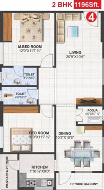 Utkarsha Abodes (2BHK+2T (1,196 sq ft) + Pooja Room 1196 sq ft)