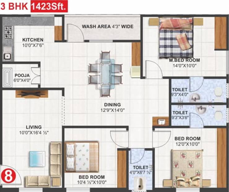 Utkarsha Abodes (3BHK+3T (1,423 sq ft) + Pooja Room 1423 sq ft)