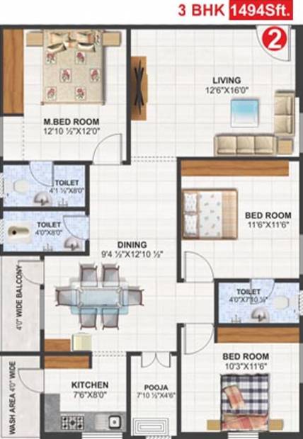 Utkarsha Abodes (3BHK+3T (1,494 sq ft) + Pooja Room 1494 sq ft)