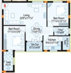 Maphar Calyx (2BHK+2T (1,130 sq ft) 1130 sq ft)