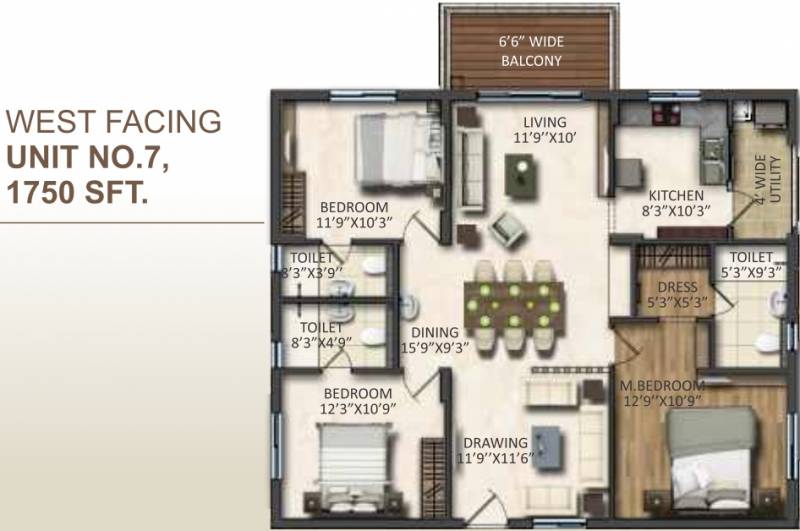 Vasavi Signature (3BHK+3T (1,750 sq ft) 1750 sq ft)