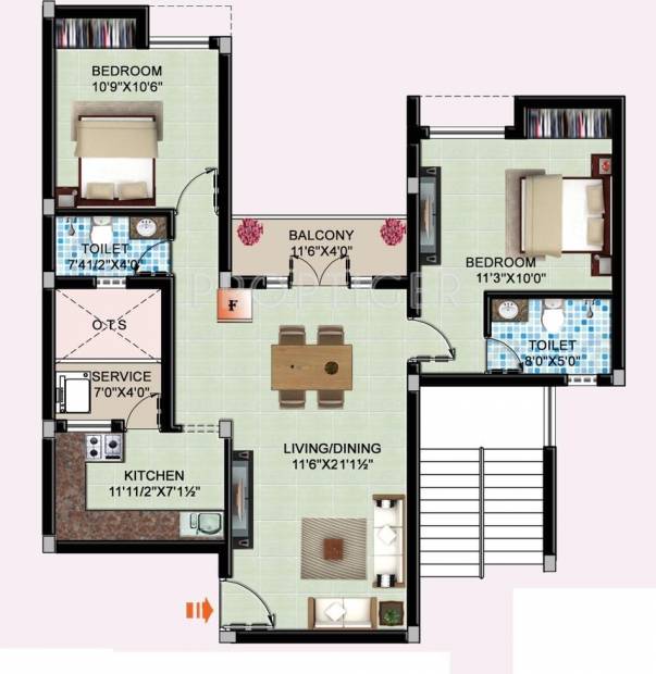 JBM JBM Mudra (2BHK+2T (1,092 sq ft) 1092 sq ft)