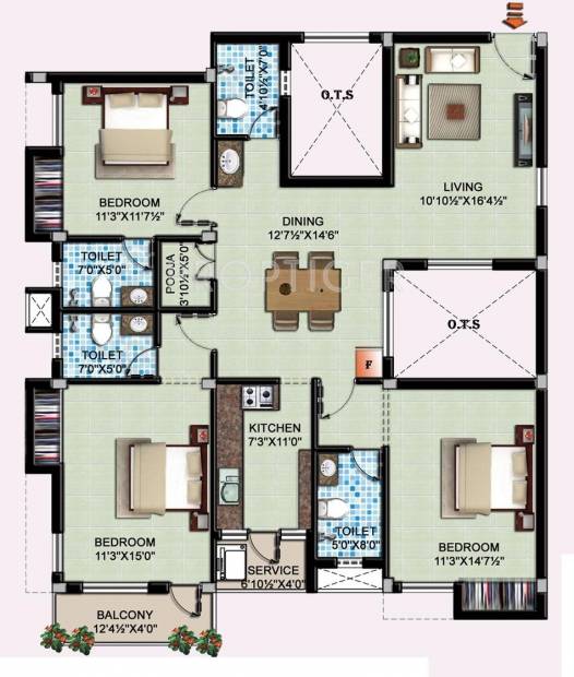 JBM JBM Mudra (3BHK+4T (1,710 sq ft)   Pooja Room 1710 sq ft)