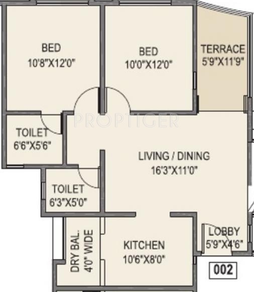 Phadnis Takshashila (2BHK+2T (873 sq ft) 873 sq ft)