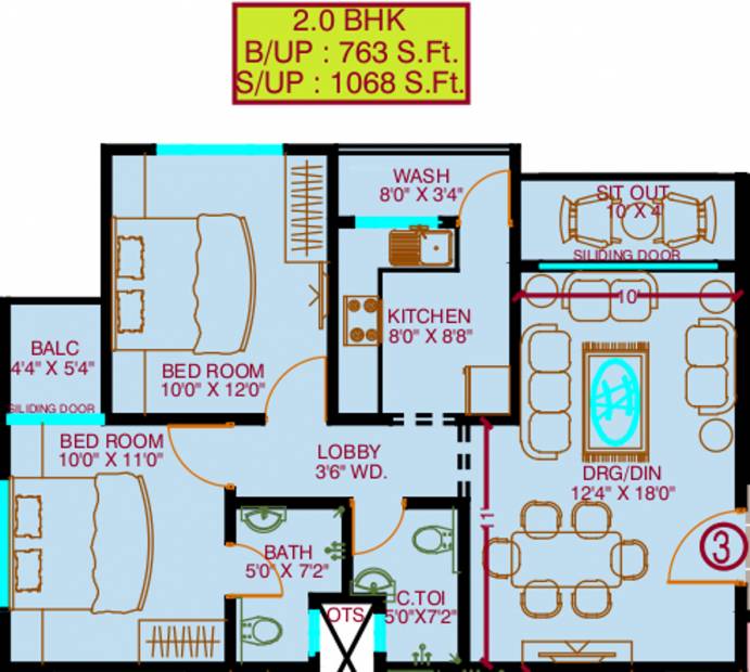 Vista Victoria Urbane Oasis (2BHK+2T (1,068 sq ft) 1068 sq ft)