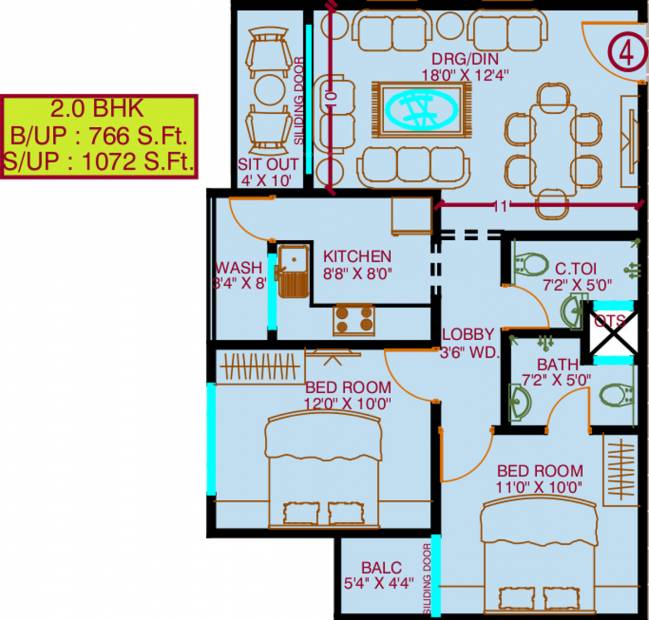 Vista Victoria Urbane Oasis (2BHK+2T (1,072 sq ft) 1072 sq ft)