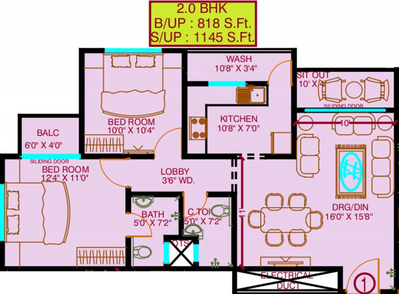 Vista Victoria Urbane Oasis (2BHK+2T (1,145 sq ft) 1145 sq ft)