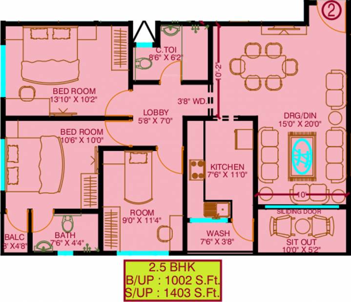 Vista Victoria Urbane Oasis (3BHK+2T (1,403 sq ft) 1403 sq ft)