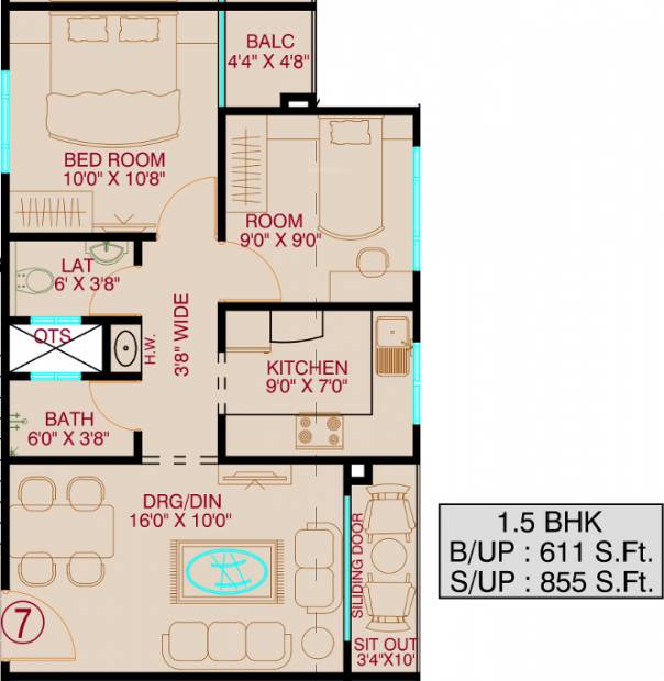 Vista Victoria Urbane Oasis (2BHK+1T (855 sq ft) 855 sq ft)