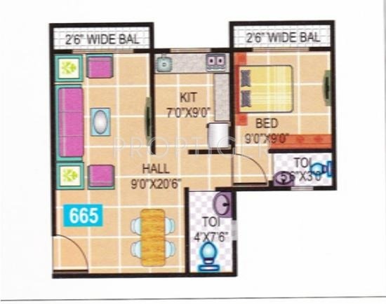 Aaditya Dharti Group (1BHK+2T (665 sq ft) 665 sq ft)