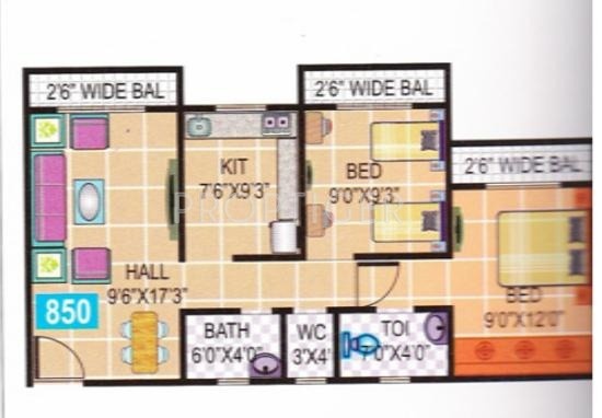 Aaditya Dharti Group (2BHK+2T (850 sq ft) 850 sq ft)