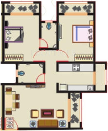 Aaditya Navkar (2BHK+2T (720 sq ft) 720 sq ft)