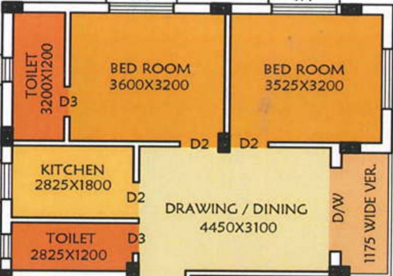 Sun CD 73 (2BHK+2T (972 sq ft) 972 sq ft)