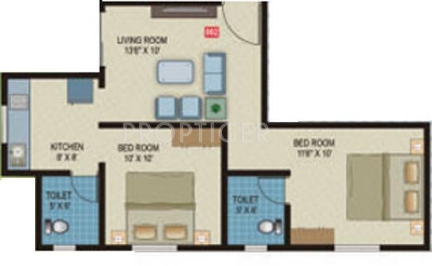 Mark Nirvana (2BHK+2T (823 sq ft) 823 sq ft)
