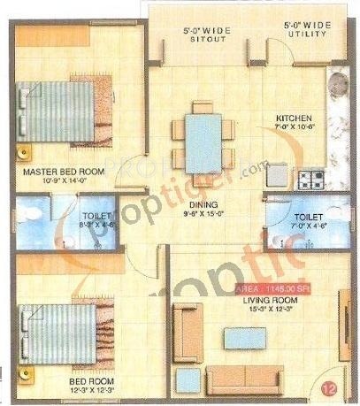 Ram Sai Ram Residency (2BHK+2T (1,145 sq ft) 1145 sq ft)