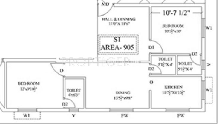 Gee Elica (2BHK+3T (905 sq ft) 905 sq ft)