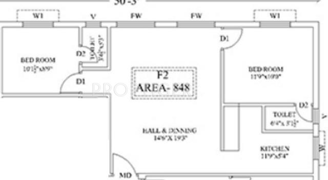 Gee Elica (2BHK+2T (848 sq ft) 848 sq ft)
