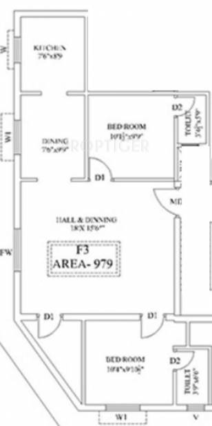 Gee Elica (2BHK+2T (979 sq ft) 979 sq ft)