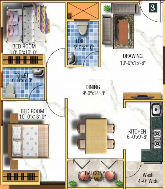 Sowbagya Sai Sowbagya (2BHK+2T (1,001 sq ft) 1001 sq ft)