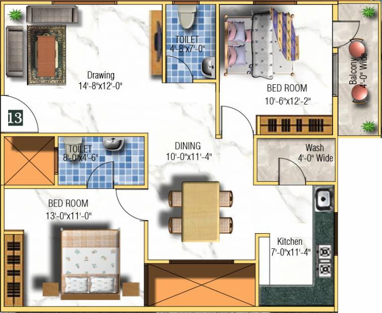 Sowbagya Sai Sowbagya (2BHK+2T (1,115 sq ft) 1115 sq ft)